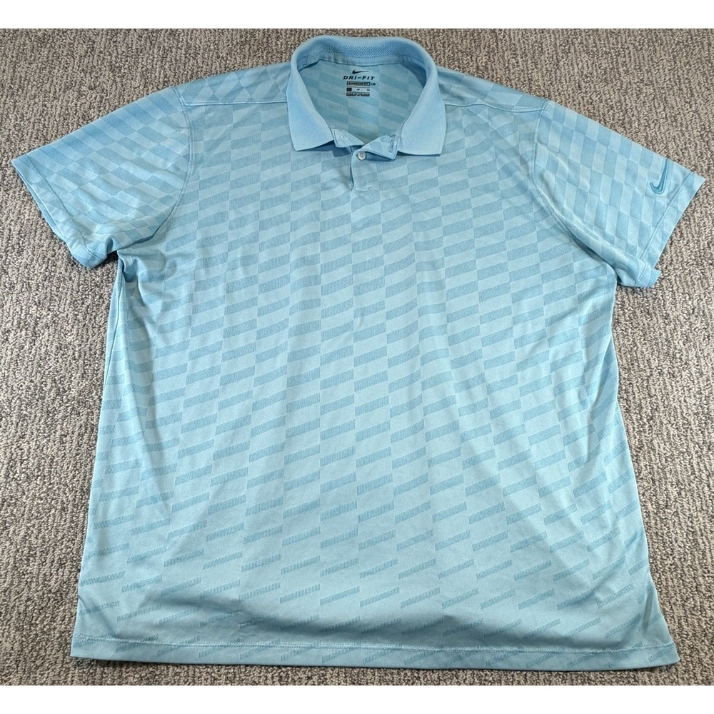 Nike Golf Dri-FIT Vapor Wing Jacquard Golf Polo Shirt Mens Size XL‎ CI9780 Blue